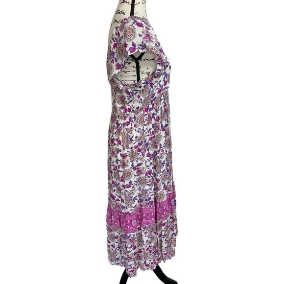 Ba&sh YSEE Purple Floral Print Woven Lightweight Summer Midi Dress, 1/4 - Picture 3 of 15